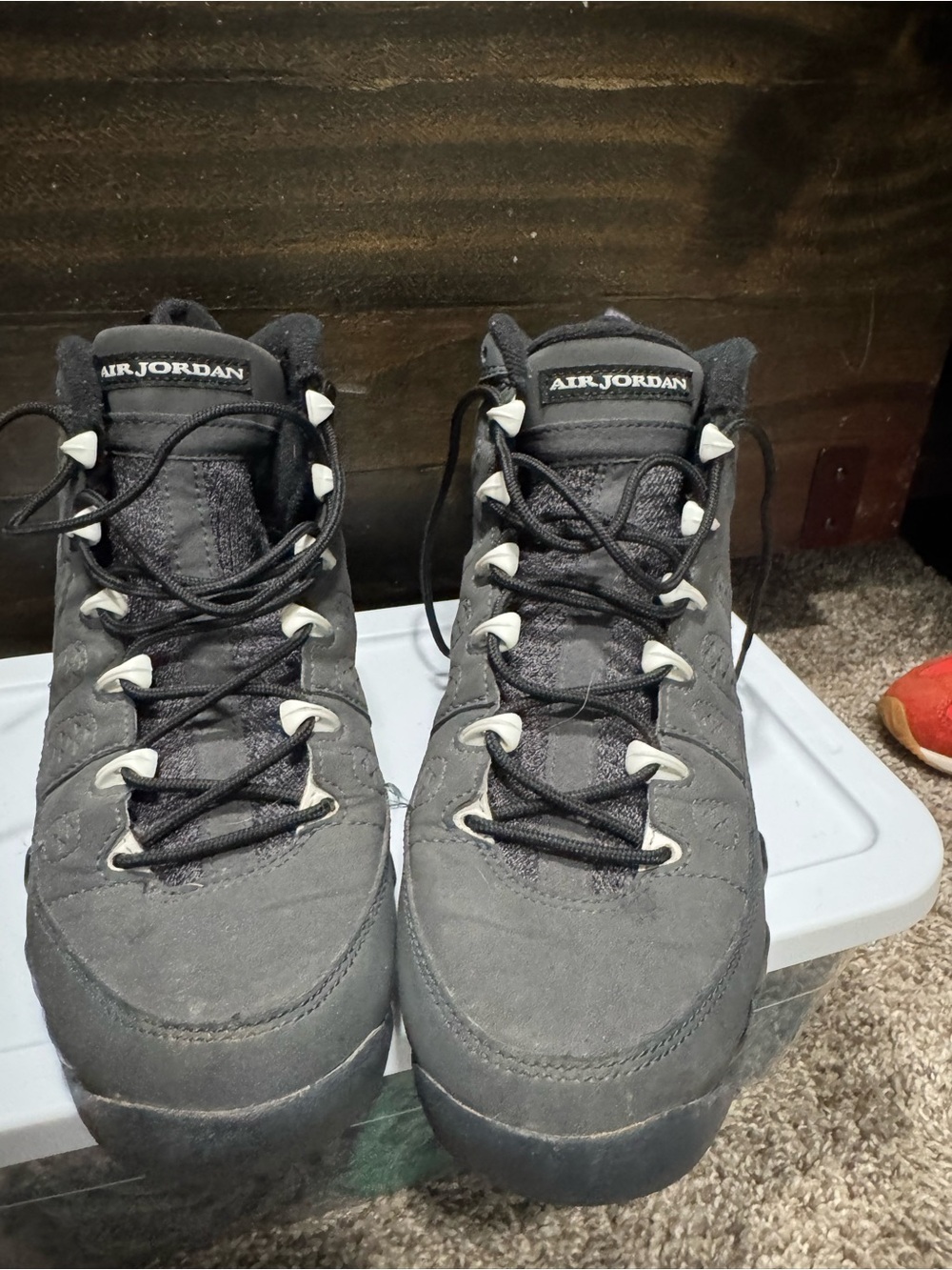 Jordan Youth Black and Gray Suede High-Top Sneakers